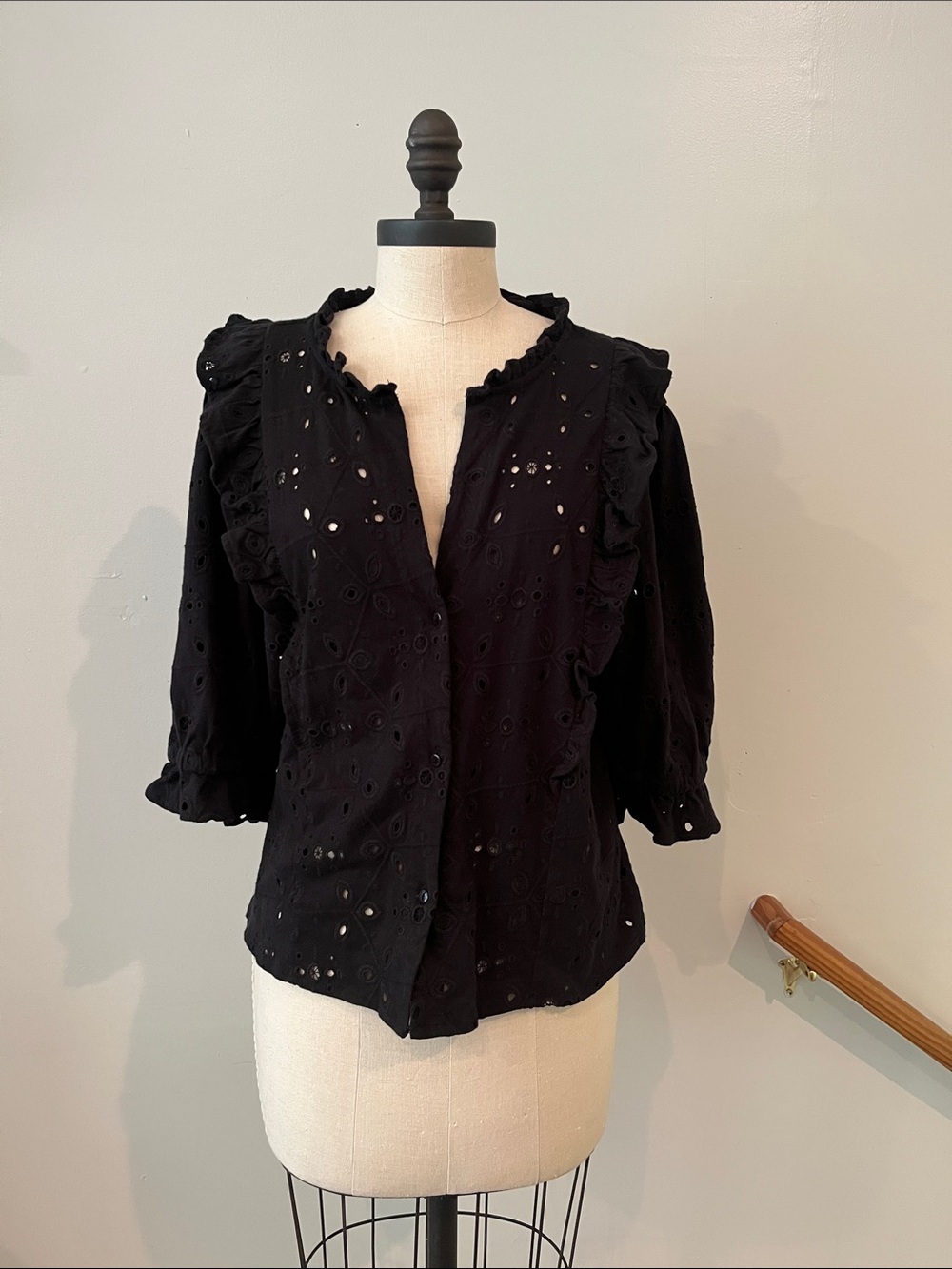 Sundance Dylan black eyelet blouse L